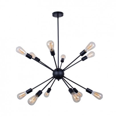 Φωτιστικό οροφής πολύφωτο Ponile pakoworld μαύρο μέταλλο 100x110εκ