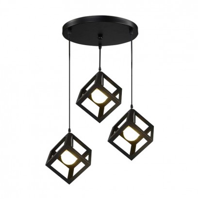 Φωτιστικό οροφής τρίφωτο Kibe I pakoworld μαύρο μέταλλο 48x28εκ