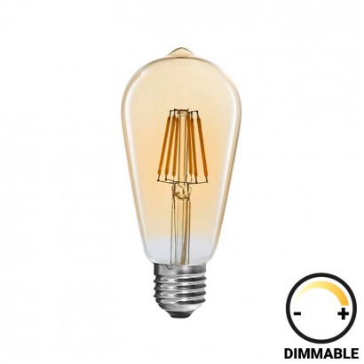 Λαμπτήρας LED ST64 Bulb pakoworld dimmable 4W E27 2700K amber
