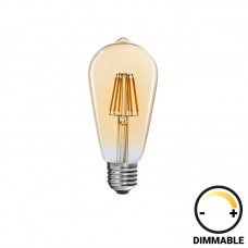 Λαμπτήρας LED ST64 Bulb pakoworld dimmable 8W E27 2700K amber Λαμπτήρας LED ST64 Bulb pakoworld dimmable 8W E27 2700K amber