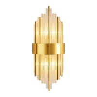 Φωτιστικό τοίχου-απλίκα Fenzy pakoworld E14 μέταλλο χρυσό-λευκό Φ20x60εκ