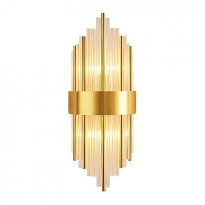 Φωτιστικό τοίχου-απλίκα Fenzy pakoworld E14 μέταλλο χρυσό-λευκό Φ20x60εκ