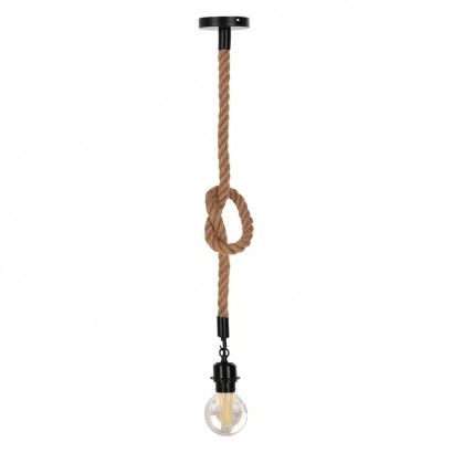 Φωτιστικό οροφής Vertuko pakoworld E27 σχοινί και μέταλλο σε φυσική-μαύρη απόχρωση Φ10x100εκ