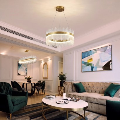 Φωτιστικό οροφής πολυέλαιος Crown pakoworld led χρυσό με κρύσταλλα Φ40x30εκ Φωτιστικό οροφής πολυέλαιος Crown pakoworld led χρυσό με κρύσταλλα Φ40x30εκ