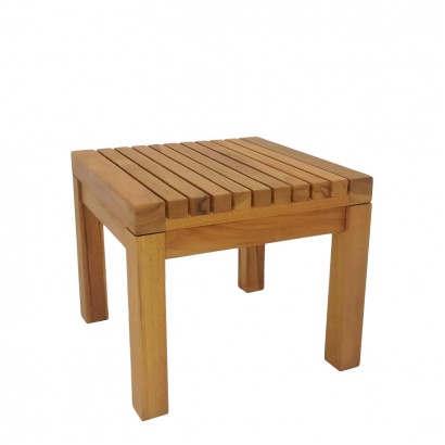 Τραπεζάκι ξαπλώστρας Poly pakoworld teak ξύλο σε φυσική απόχρωση 35x35x30εκ