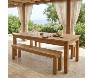 Τραπέζι Wooly pakoworld teak ξύλο σε φυσική απόχρωση 220x90x75εκ