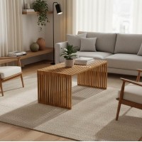 Τραπέζι σαλονιού Marlin pakoworld teak ξύλο σε φυσική απόχρωση 100x50x45εκ