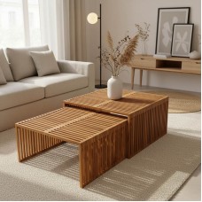 Τραπέζι Tinnie I pakoworld σετ 2τεμ teak ξύλο σε φυσική απόχρωση Τραπέζι Tinnie I pakoworld σετ 2τεμ teak ξύλο σε φυσική απόχρωση