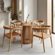 Τραπεζαρία 5τεμ Noody-Kenda I pakoworld teak ξύλο σε φυσική απόχρωση Φ80x75 Τραπεζαρία 5τεμ Noody-Kenda I pakoworld teak ξύλο σε φυσική απόχρωση Φ80x75