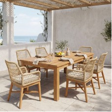Τραπεζαρία 7τεμ Elaiza-Wooly pakoworld teak ξύλο σε φυσική-μπεζ απόχρωση 220x90x75εκ Τραπεζαρία 7τεμ Elaiza-Wooly pakoworld teak ξύλο σε φυσική-μπεζ απόχρωση 220x90x75εκ
