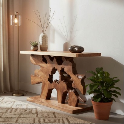 Κονσόλα Nasiol Inart teak ξύλο σε φυσική απόχρωση 120x40x75εκ Κονσόλα Nasiol Inart teak ξύλο σε φυσική απόχρωση 120x40x75εκ