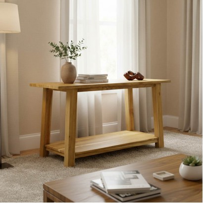 Κονσόλα Decoza pakoworld teak ξύλο σε φυσική απόχρωση 140x40x80εκ