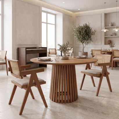 Τραπέζι Kenda I pakoworld mindi ξύλο σε φυσική απόχρωση Φ150x75εκ Τραπέζι Kenda I pakoworld mindi ξύλο σε φυσική απόχρωση Φ150x75εκ