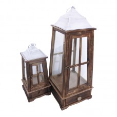 Φανάρια Hally Inart σετ 2τεμ αλουμίνιο σε σκούρη καφέ απόχρωση