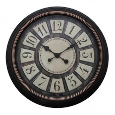 Ρολόι τοίχου Docto Inart σε μαύρη αντικέ απόχρωση Φ55.8x5.2εκ