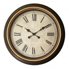 Ρολόι τοίχου Plasma Inart σε μαύρη αντικέ και χρυσή απόχρωση Φ63.5x5.6εκ