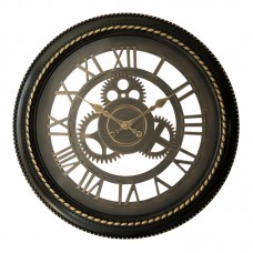 Ρολόι τοίχου Ferm Inart σε μαύρη αντικέ και χρυσή απόχρωση Φ61x6εκ