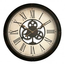 Ρολόι τοίχου Candal Inart σε μαύρη αντικέ απόχρωση Φ45.7x5.2εκ