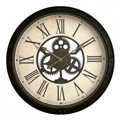 Ρολόι τοίχου Candal Inart σε μαύρη αντικέ απόχρωση Φ45.7x5.2εκ