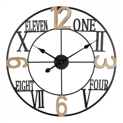 Ρολόι τοίχου Beauco Inart μέταλλο σε μαύρη απόχρωση 60x3x60εκ