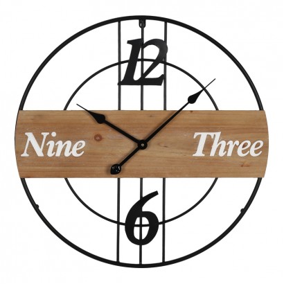 Ρολόι τοίχου Tabla Inart μέταλλο σε μαύρη απόχρωση 60x3x60εκ