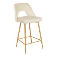 Σκαμπό μπαρ Murde pakoworld μπεζ βελούδο και μεταλλικά πόδια σε φυσική απόχρωση 47x52x96εκ