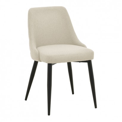 Καρέκλα Zedna pakoworld μπεζ ύφασμα με μαύρα μεταλλικά πόδια 51x58x84εκ
