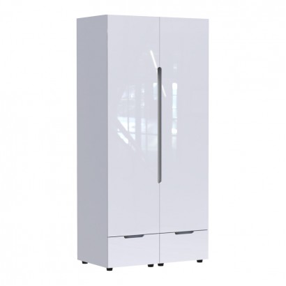 Ντουλάπα δίφυλλη Afina pakoworld mdf σε λευκή glossy απόχρωση 100x57x213εκ Ντουλάπα δίφυλλη Afina pakoworld mdf σε λευκή glossy απόχρωση 100x57x213εκ