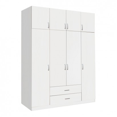 Ντουλάπα τετράφυλλη με συρτάρια Royal pakoworld σε λευκή απόχρωση 200x58x230εκ