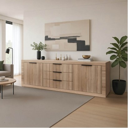 Μπουφές Doha pakoworld σε sonoma απόχρωση 210x45x80.5εκ