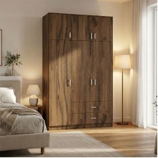 Ντουλάπα τρίφυλλη με συρτάρια Royal pakoworld καρυδι-oak 150x58x230εκ Ντουλάπα τρίφυλλη με συρτάρια Royal pakoworld καρυδι-oak 150x58x230εκ