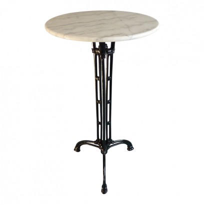 Τραπέζι μπαρ μαρμάρινο Meppo pakoworld μαντέμι σε λευκή-μαύρη απόχρωση Φ60x107.8εκ