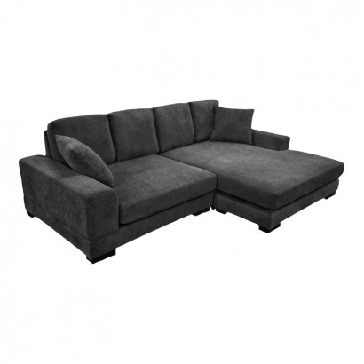 Γωνιακός καναπές Cornerdo pakoworld αναστρέψιμος ύφασμα σε ανθρακί απόχρωση 265x175x85εκ