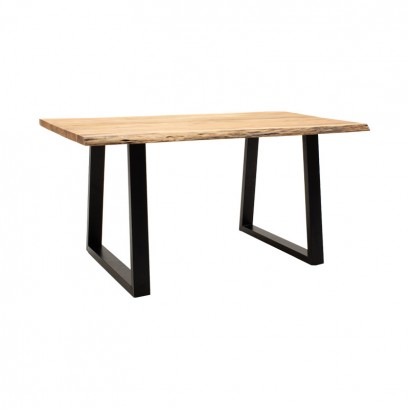 Τραπέζι Miles Slim pakoworld μασίφ ξύλο ακακίας σε φυσική απόχρωση με μαύρα μεταλλικά πόδια 140x80x76εκ