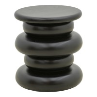 Βοηθητικό τραπέζι Circena pakoworld μασίφ μάνγκο ξύλο μαύρο Φ40x45εκ