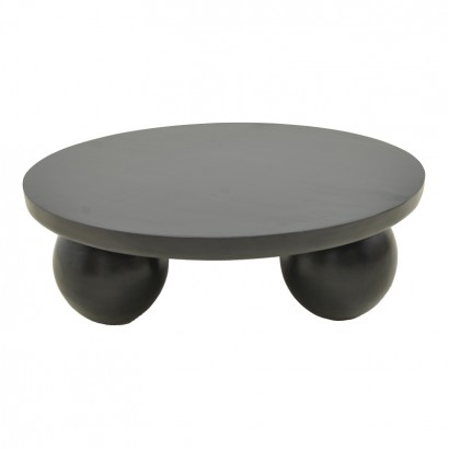 Τραπέζι σαλονιού Fedena pakoworld μασίφ μάνγκο ξύλο μαύρο Φ90x30εκ