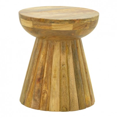 Βοηθητικό τραπέζι Nemira pakoworld μασίφ μάνγκο ξύλο σε φυσική απόχρωση Φ30x35εκ