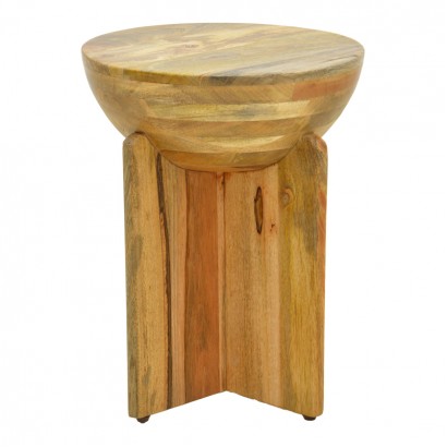 Βοηθητικό τραπέζι Jenby pakoworld μασίφ μάνγκο ξύλο σε φυσική απόχρωση Φ40x50εκ