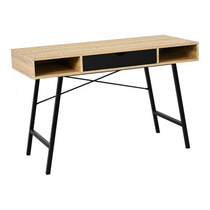 Γραφείο εργασίας Yamin pakoworld σε oak απόχρωση με πόδι μαύρο μέταλλο 120x48x76εκ
