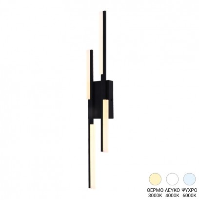 Φωτιστικό τοίχου-απλίκα Derqia pakoworld led μέταλλο σε μαύρη απόχρωση 10x4.5x70εκ