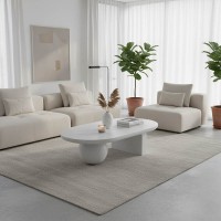 Τραπέζι σαλονιού Kane pakoworld μασίφ ξύλο ακακίας σε λευκή απόχρωση 110x72x38εκ