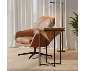 Βοηθητικό τραπέζι Miles ΙΙ pakoworld μασίφ ξύλο ακακίας σε φυσική απόχρωση με μαύρα μεταλλικά πόδια 29x29x54εκ