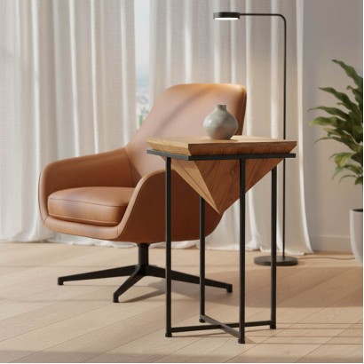 Βοηθητικό τραπέζι Miles ΙΙ pakoworld μασίφ ξύλο ακακίας σε φυσική απόχρωση με μαύρα μεταλλικά πόδια 29x29x54εκ