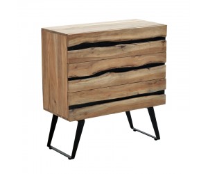 Συρταριέρα Imena pakoworld μασίφ ξύλο Acacia σε φυσικό απόχρωση με μαύρα μεταλλικά πόδια 80x38x86,5εκ