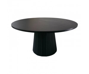 Τραπέζι σαλονιού Tully pakoworld μασίφ ξύλο ακακίας μαύρο Φ80x40εκ