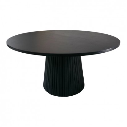 Τραπέζι σαλονιού Tully pakoworld μασίφ ξύλο ακακίας μαύρο Φ80x40εκ