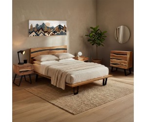 Σετ κρεβατοκάμαρας Imena pakoworld 4τεμ μασίφ ξύλο 160x200εκ