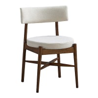 Καρέκλα Raudi pakoworld rubberwood σε καρυδί-εκρού απόχρωση 45.5x45.5x81εκ