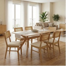 Τραπεζαρία Raffles pakoworld σετ 7τεμ rubberwood με pe rattanσε φυσική απόχρωση 150x90x76εκ Τραπεζαρία Raffles pakoworld σετ 7τεμ rubberwood με pe rattanσε φυσική απόχρωση 150x90x76εκ