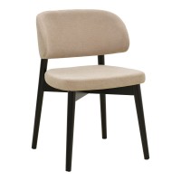 Καρέκλα Siena pakoworld μπεζ ύφασμα μαύρο rubberwood 48x50x81εκ